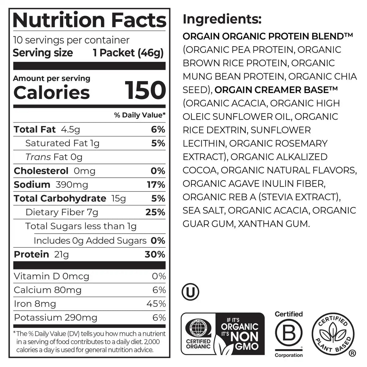 Single Serve Organic Protein? Plant Based Protein Powder - Chocolate