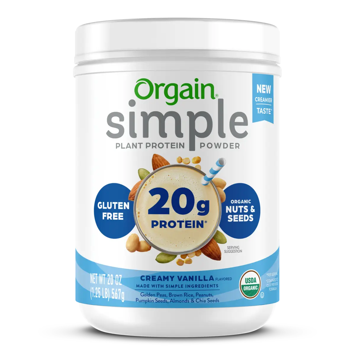Simple Organic Plant-Based Protein Powder - Creamy Vanilla