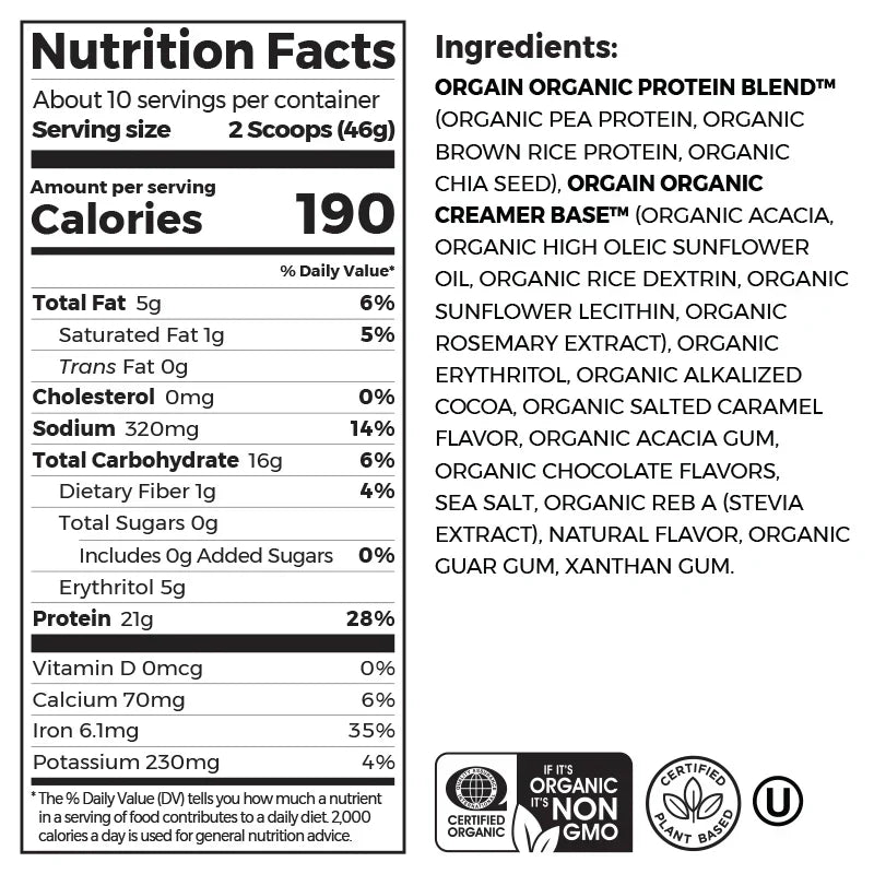 Organic Protein? Plant Based Protein Powder - Chocolate Caramel Sea Salt